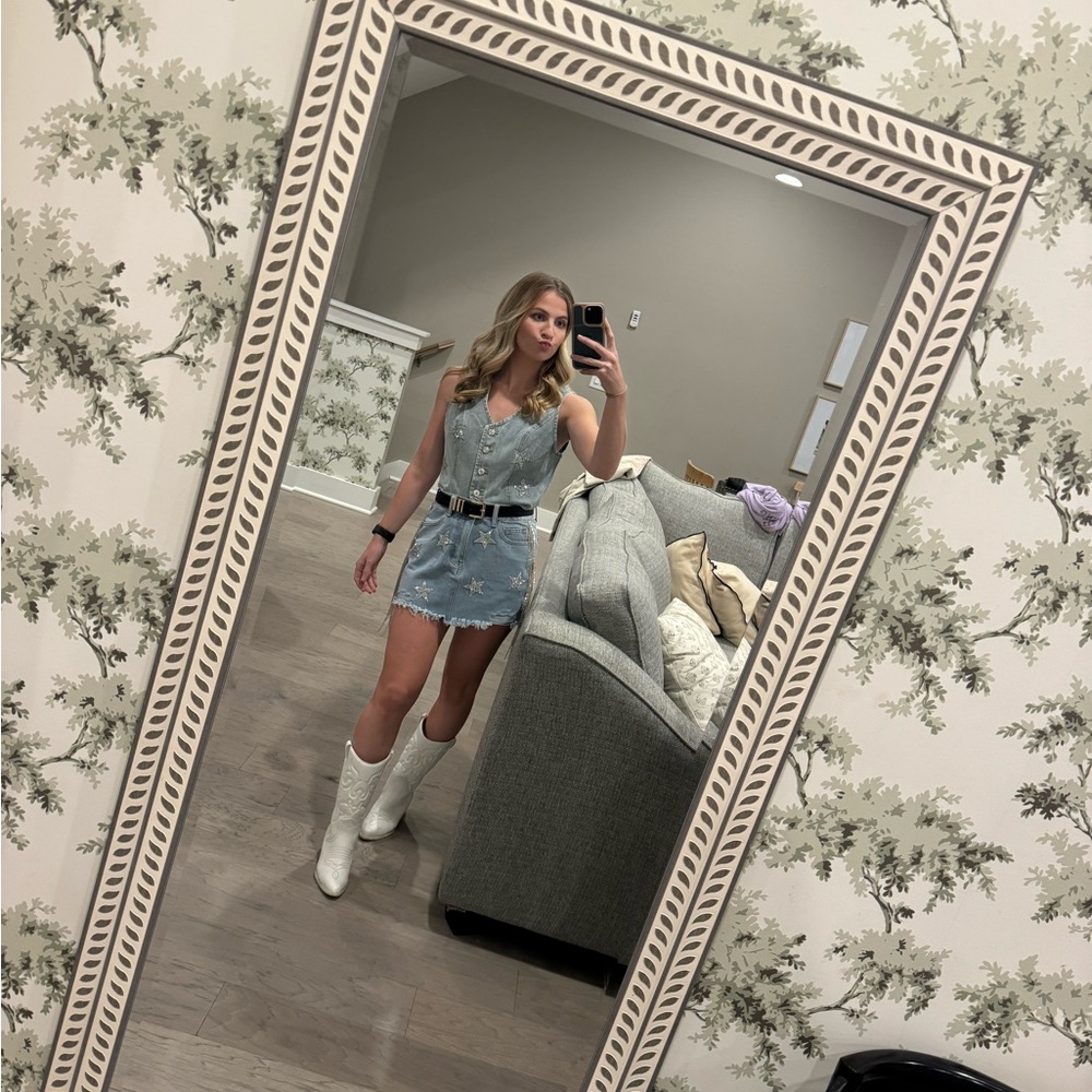 Denim Sleeveless Dress with Belt